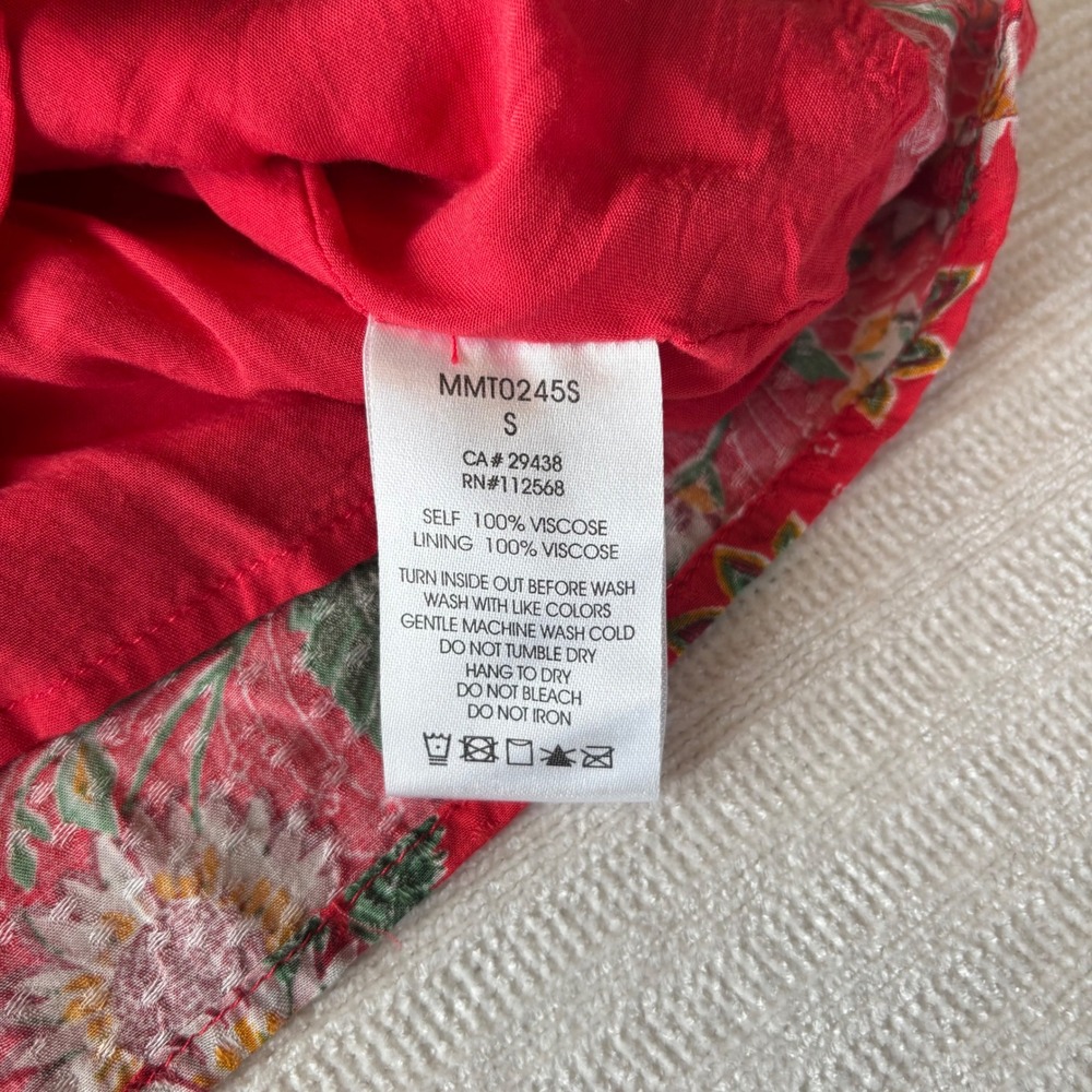 Vintage Y2K Miss Me Red Floral Cold Shoulder Ruffle Blouse Sunflowers Small - Picture 5 of 8